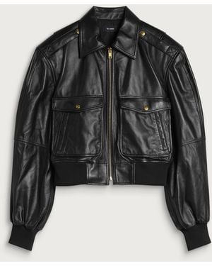 Willy Chavarria Cropped Leather Jacket - Black