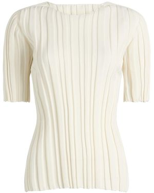 Pleats Please Issey Miyake Rib Knit T-Shirt - Natural