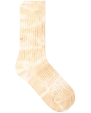 RoToTo Tie Dye Ribbed Crew Sock - Natural
