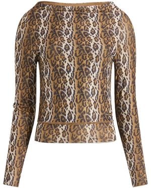 House Of Sunny Leopard Layered Long Sleeve Top - Brown