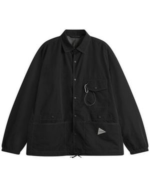 and wander Crinkled Nylon Shirt Jacket - Black