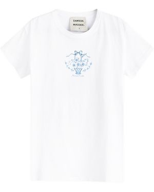 Damson Madder Flower Basket Shrunken T-Shirt - White