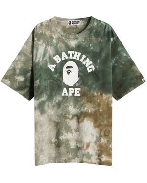 A Bathing Ape Tie Dye University T-Shirt - Green