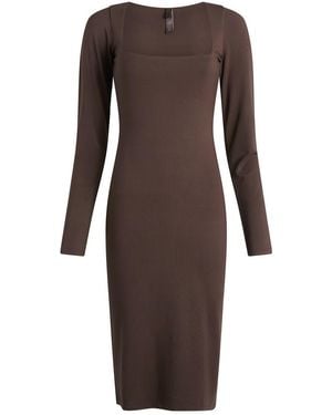 Skims Smooth Layers Long Sleeve Midi Dress - Brown