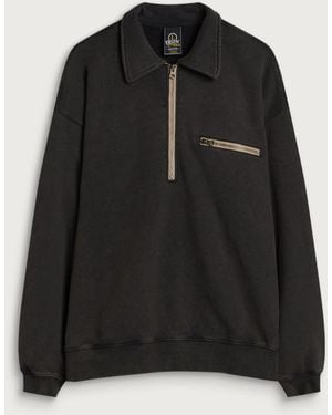 FRIZMWORKS Vintage Dyeing Half Zip Sweat - Black