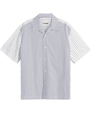 Jil Sander Boxy Fit Short Sleeve Shirt Stripe Shirt - Blue