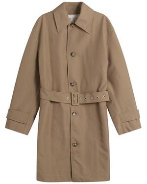 Ami Paris Water Repellent Cotton Mac - Brown