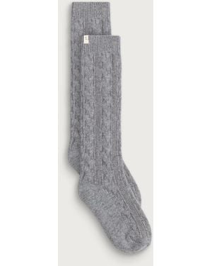 Damson Madder Cable Knit Long Cozy Sock - Grey