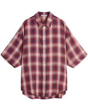Acne Studios Short Sleeve Plaid Check Shirt - Red