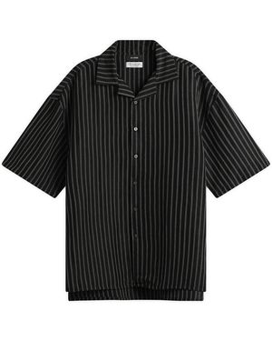 Willy Chavarria Camp Collar Pinstripe Shirt - Black