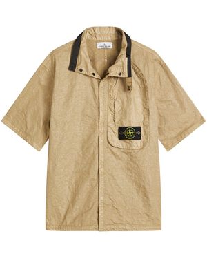 Stone Island Organic Nylon Panama-Tc Short Sleeve Shirt - Natural