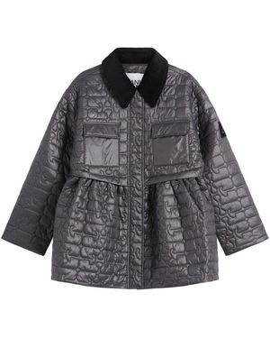 Ganni Shiny Quilt Midi Jacket - Grey