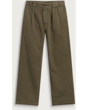 Unlikely Dry Goods Guide 2P Twill Pleated Trousers - Green