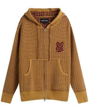 YESEYESEE Hooded Knit Zip Up - Brown