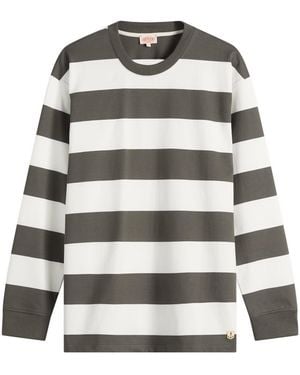 Armor Lux Long Sleeve Wide Stripe T-Shirt - Grey