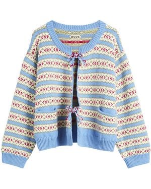 Bode Wedgewood Wool Cardigan - Blue