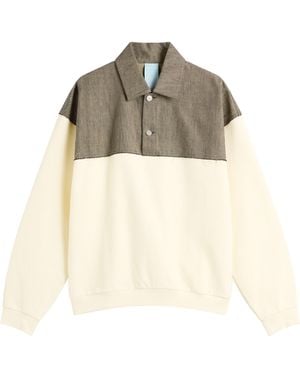 EBIT Bicolour Polo Sweatshirt - Natural