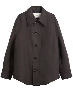 Ami Paris Boiled Wool Gabardine Button-Down Jacket - Black