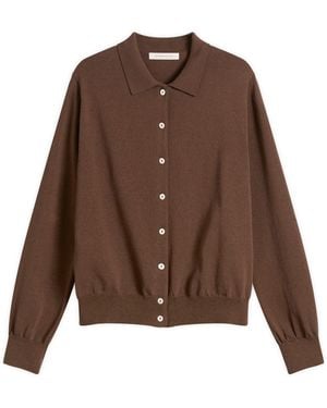 NOTHING WRITTEN Villa Cotton Collar Cardigan - Brown