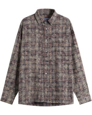Picante Rocco Bleached Check Shirt - Grey