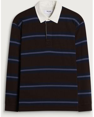 Wax London Rowhill Mirror Stripe Rugby Shirt - Black