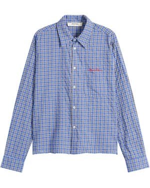 About Blank Raw Hem Check Shirt - Blue