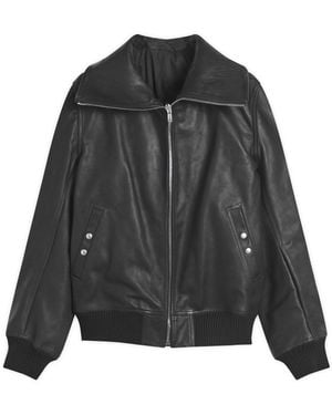 Rick Owens Blixa Dracucollar Leather Bomber - Black