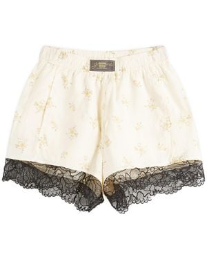 Ganni Printed Viscose Habotai Elasticated Shorts - White