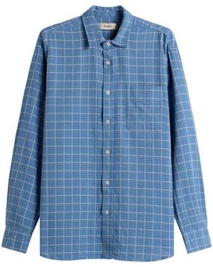 Forét Scout Loose Weave Check Shirt - Blue