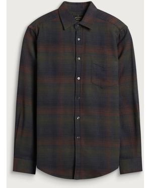Portuguese Flannel Old Pine Ombre Check Flannel Shirt - Black
