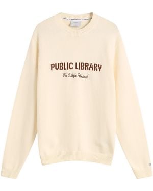 Percival Public Library Knitted Crew Jumper - White