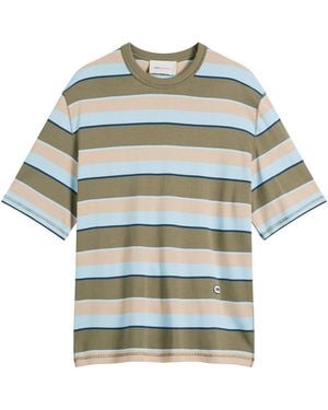Ami Paris Short Sleeve Oversized Striped T-Shirt - Blue