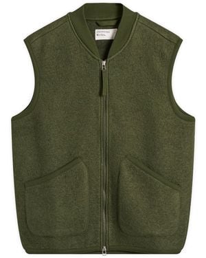 Universal Works Wool Fleece Zip Bomber Jacket - Green