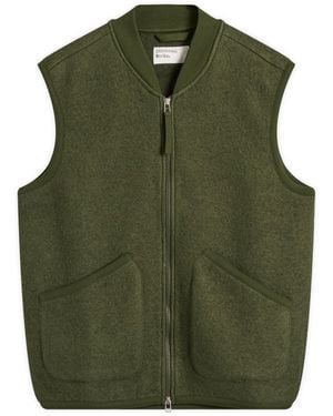 Universal Works Wool Fleece Zip Bomber Jacket - Green