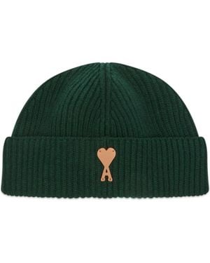 Ami Paris Ami Merino Wool Beanie - Green
