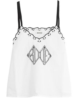 Bode Diamond Monogram Tank Top - White