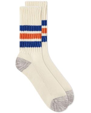 RoToTo Coarse Ribbed Old School Crew Socks - Blue