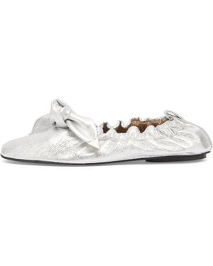 Toga Metallic Leather Ballet Shoes - White