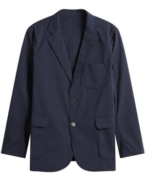 Beams Plus 3 Button Coolmax Seersucker Blazer - Blue
