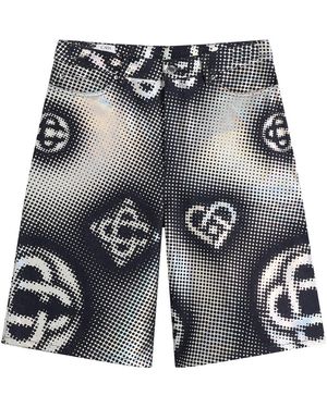 CASABLANCA Pearlescent Monogram Denim Shorts - Black
