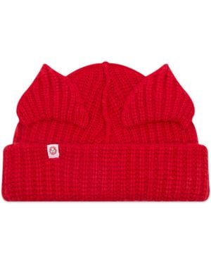 Charles Jeffrey Mohair Chunky Ears Beanie - Red