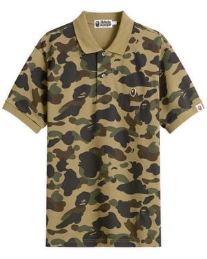 A Bathing Ape 1St Camo One Point Polo - Green