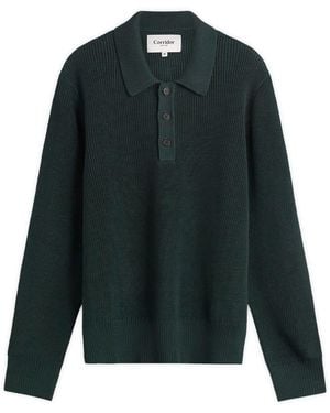 Corridor NYC Long Sleeve Slouchy Polo Shirt - Green