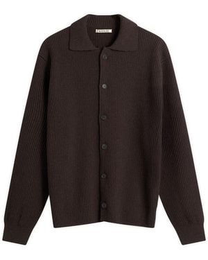 AURALEE Rib Knit Cardigan - Black