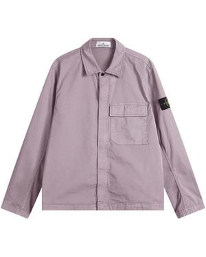 Stone Island Organic Cotton Twill Overshirt - Purple