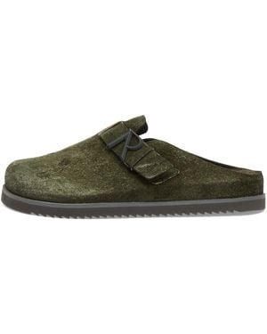 Represent Hairy Suede Initial Mule Slippers - Green