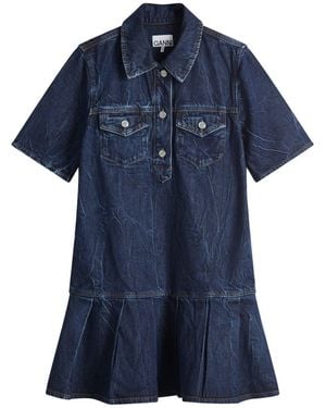 Ganni Tint Denim Mini Dress in Blue | Lyst