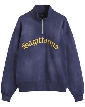 Beams Plus Fade Souvenir Half Zip Sweatshirt - Blue