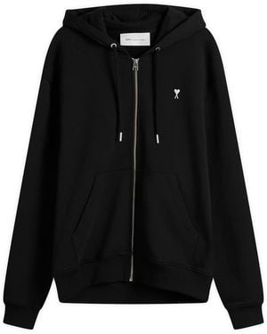 Ami Paris Contrasted Ami De Coeur Hoodie - Black
