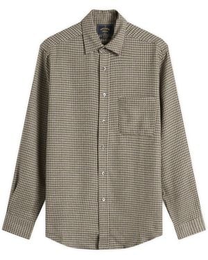 Portuguese Flannel Abstract Houndstooth Shirt - Green